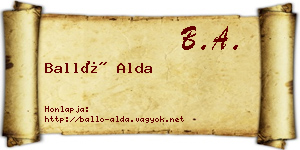Balló Alda névjegykártya